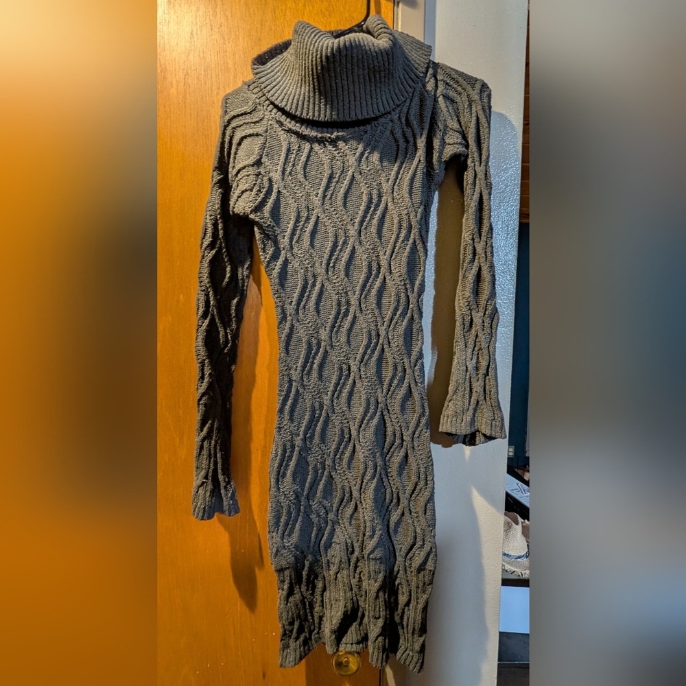 Gray Cable Knit Dress